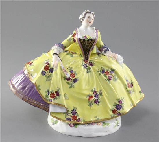 A Meissen figure of a noble lady, after J.J. Kandler, 19th century, height 20cm